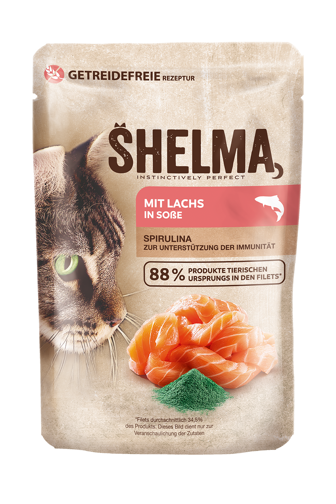 Gedämpfte Filets mit Lachs und Spirulina in Sauce